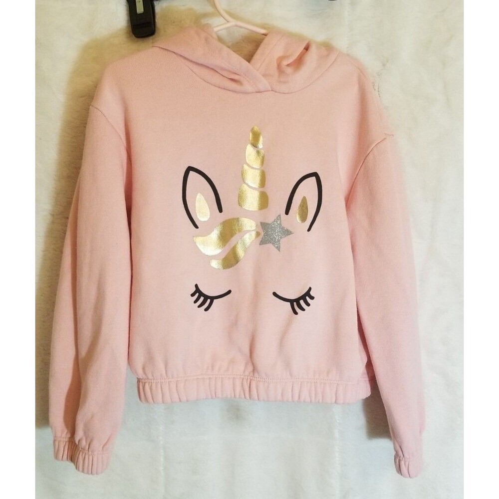 FabKids Girls' Pink Unicorn Hoodie Size Medium (8)